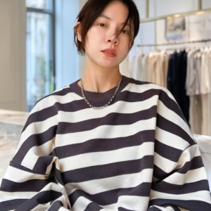 Casual Striped Cotton Pullover Sweatshirt