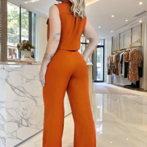 Cotton Blend Vest and Pants Two-Piece Set