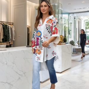 Floral Asymmetric Hem Blouse