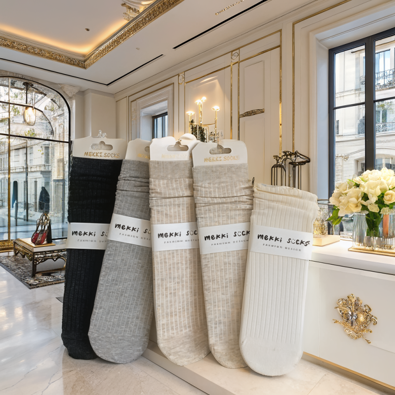 Ribbed Cotton Mid-Calf Socks